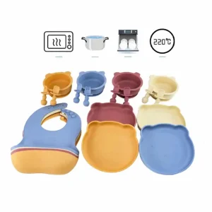 Set De Alimentación Silicona Platos Bebe 5 Piezas Colores