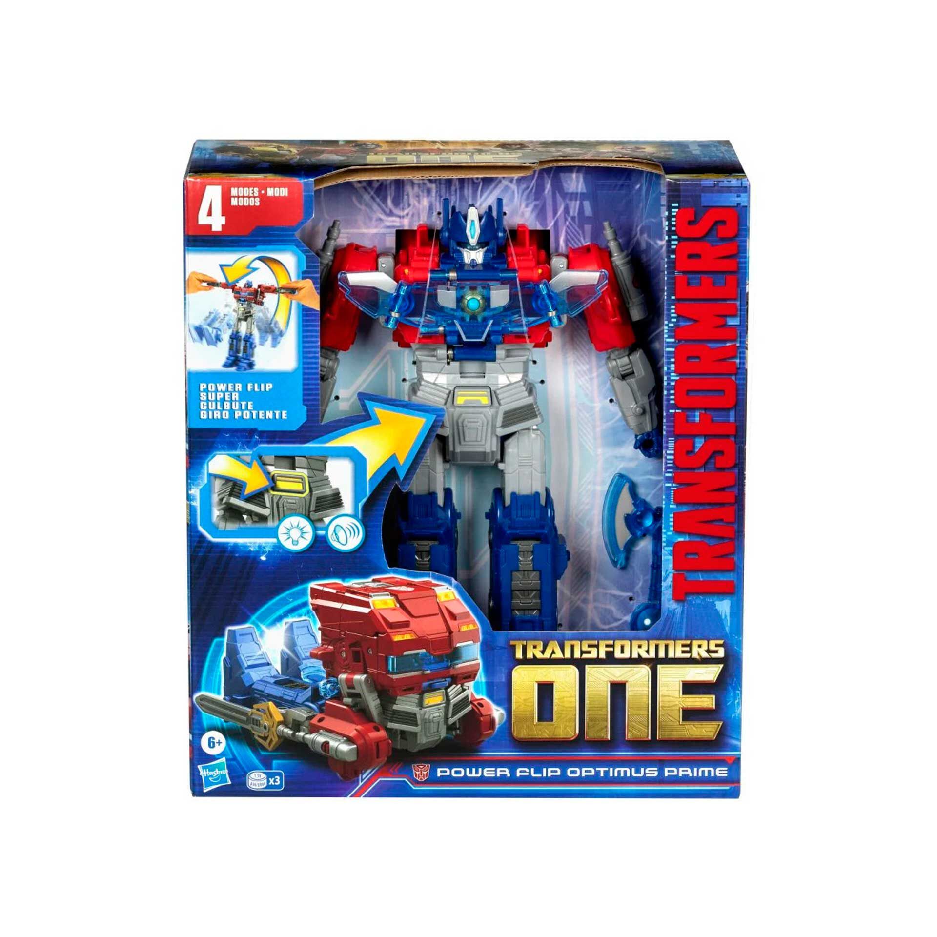 Transformers One Power Flip Optimus Prime ¡Figura de acción interactiva!